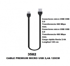 GMR PREMIUM CABLE MICRO USB 2.4A 120CM