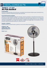 VENTILADOR DE PIE METALICO 16 PULGADA 75W