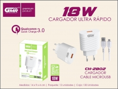 CARGADOR USB CON CABLE MICRO USB 1M 3.0A