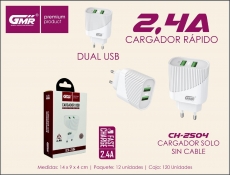 CARGADOR USB CON 2 SALIDAS 2.4A