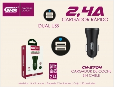 CARGADOR COCHE USB DUAL 2.4A