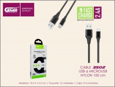 GMR PREMIUM CABLE NYLON MICRO USB 2,4A 100CM