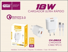 CARGADOR USB CON CABLE USB A TIPO C 1M 3.0A