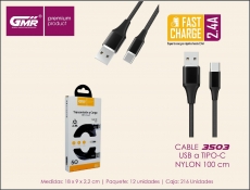 GMR PREMIUM CABLE NYLON TIPO-C 2,4A 100CM